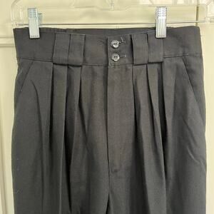 VTG 80s 90s Black pleated polyester blend pants